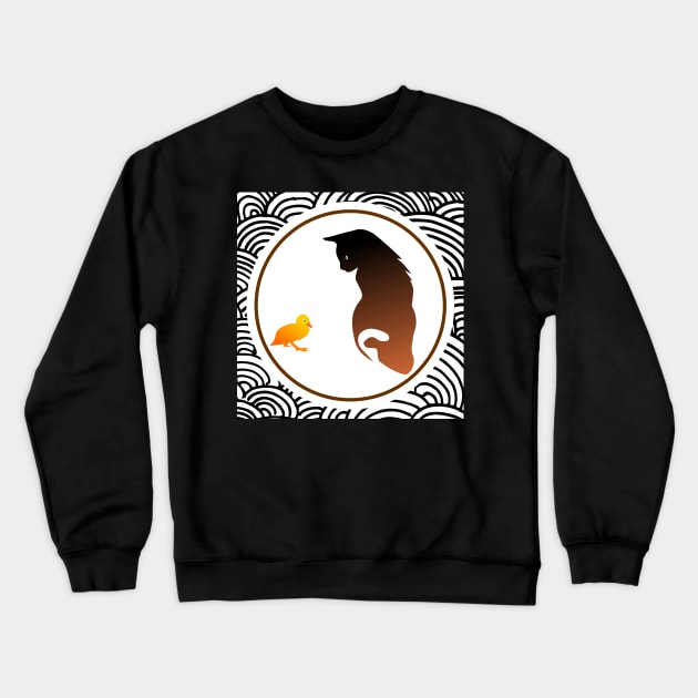 CAT AND DUCK Crewneck Sweatshirt by MufaArtsDesigns